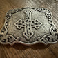 Scrolling Cross Filigree Western Belt Buckle - Antique Silver