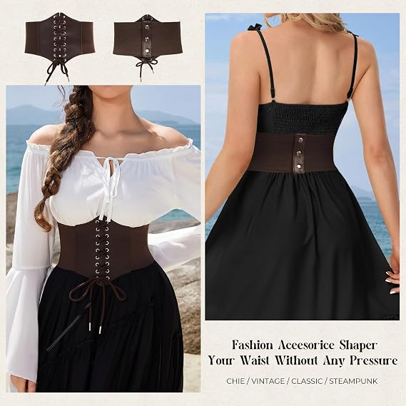 Underbust Cinch Corset Belt - Lace-Up Waist Belt