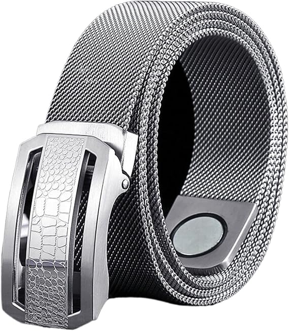 Silver Buckle Magnetic Stainless Steel Belt for Men