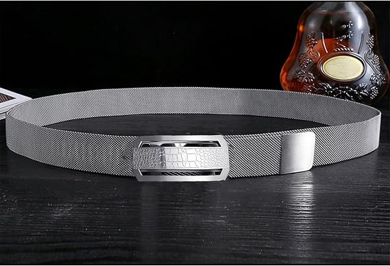 Silver Buckle Magnetic Stainless Steel Belt for Men