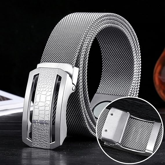 Silver Buckle Magnetic Stainless Steel Belt for Men