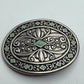 Silver Tone Filigree Leaf Oval Buckle - Western Flower Style