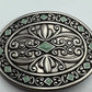 Silver Tone Filigree Leaf Oval Buckle - Western Flower Style