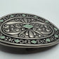 Silver Tone Filigree Leaf Oval Buckle - Western Flower Style