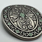 Silver Tone Filigree Leaf Oval Buckle - Western Flower Style