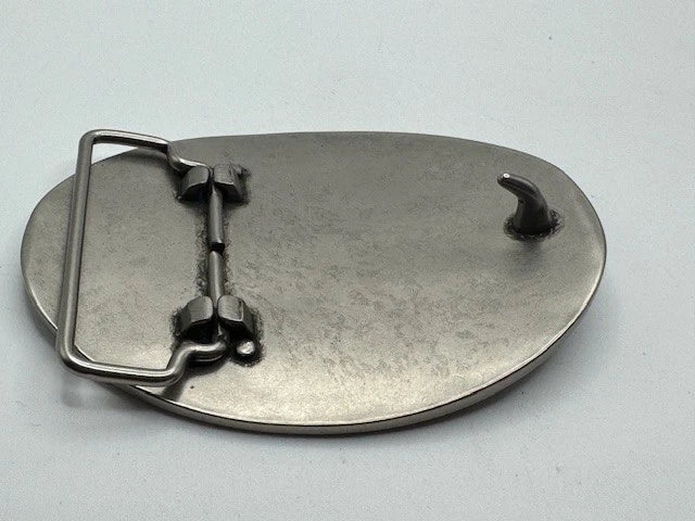 Silver Tone Filigree Leaf Oval Buckle - Western Flower Style