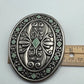Silver Tone Filigree Leaf Oval Buckle - Western Flower Style