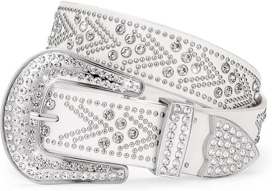Plus Size Rhinestone Studded Western Belt - Bling Diamond