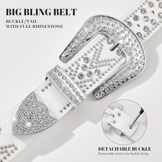 Plus Size Rhinestone Studded Western Belt - Bling Diamond