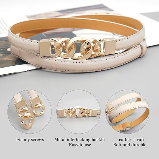 Skinny Alloy Buckle Dress Belt - Minimalist Leather Style