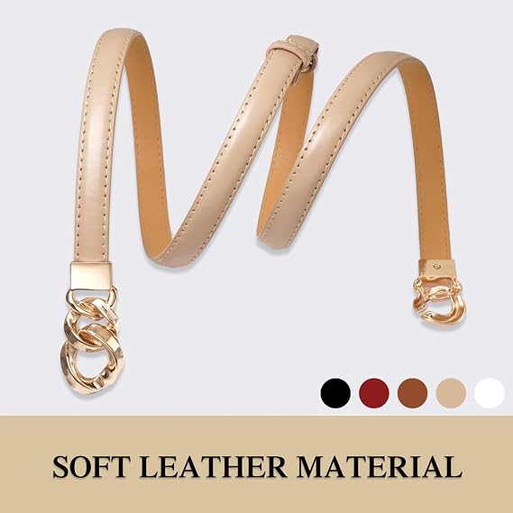 Skinny Alloy Buckle Dress Belt - Minimalist Leather Style