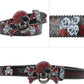 Skull Rhinestone Rose Belt - Y2K Goth Statement Belt