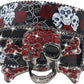 Skull Rhinestone Rose Belt - Y2K Goth Statement Belt