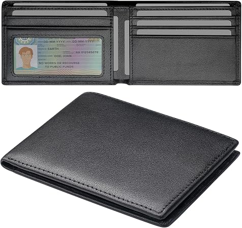 Slim Genuine Leather Bifold Wallet with RFID Blocking