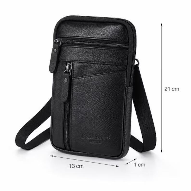Men's Slim Leather Phone Crossbody Pouch