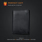 Slim Minimalist Trifold Leather Wallet with RFID Blocking