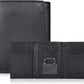 Slim Minimalist Trifold Leather Wallet with RFID Blocking