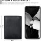 Slim Minimalist Trifold Leather Wallet with RFID Blocking