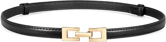 Slim Slide-Adjustable Leather Belt - Gold Buckle, 16 Colors
