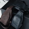 Men's Black Leather Sling Bag - Casual Crossbody