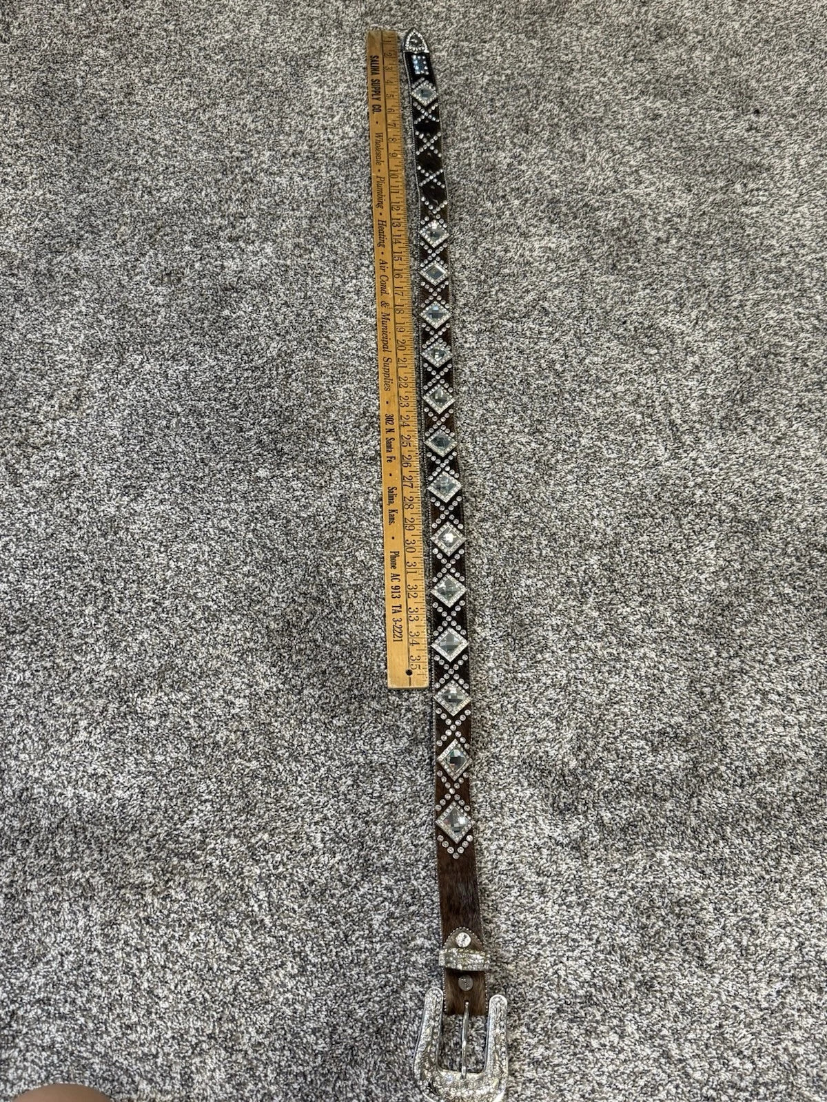 Rhinestone Concho Hair-On Hide Belt - Western Bling Belt