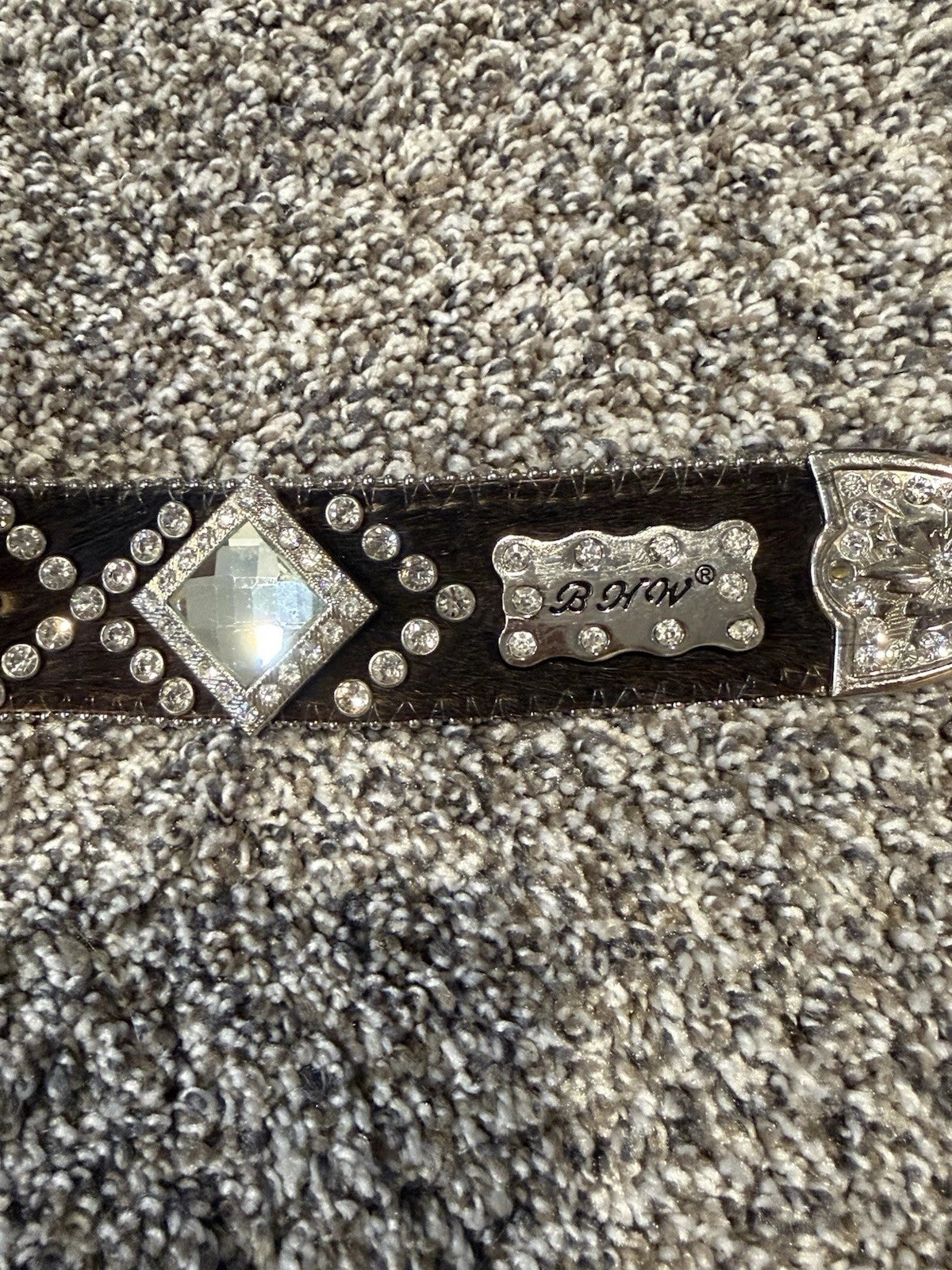 Rhinestone Concho Hair-On Hide Belt - Western Bling Belt