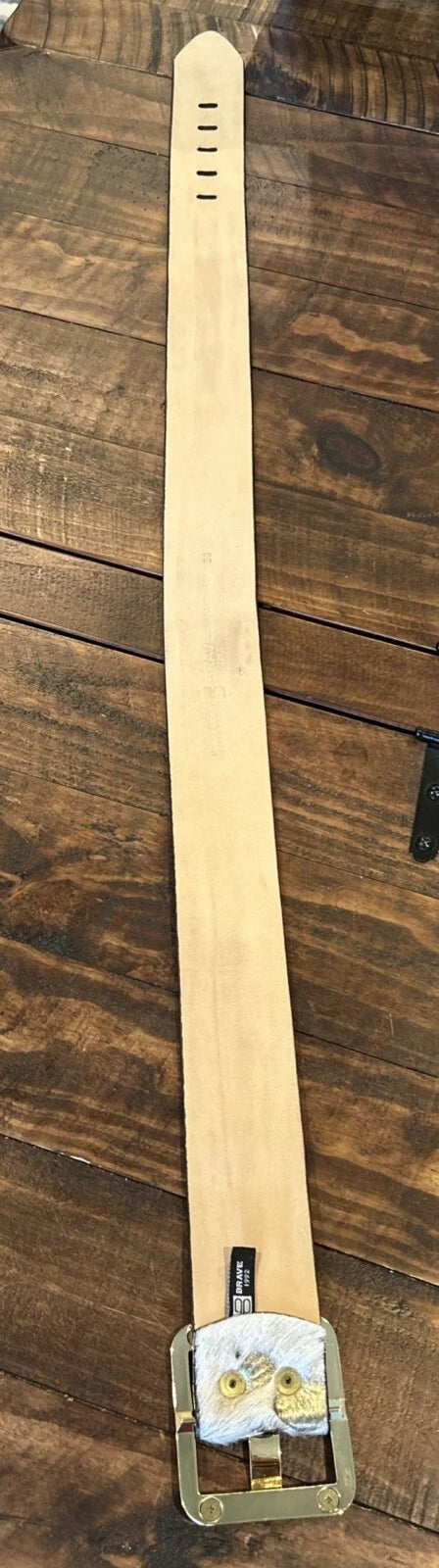 Hair-On Hide Leather Belt with Gold Rhinestone Accents