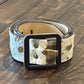 Hair-On Hide Leather Belt with Gold Rhinestone Accents
