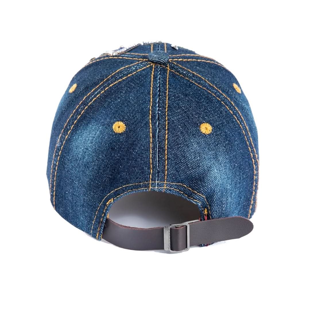 Sparkling Butterfly Rhinestone Denim Baseball Cap