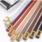 Square Buckle Minimalist Skinny Belt - Gold Tone Office Style
