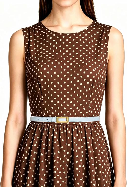 Square Buckle Minimalist Skinny Belt - Gold Tone Office Style