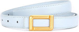 Square Buckle Minimalist Skinny Belt - Gold Tone Office Style