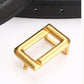 Square Buckle Minimalist Skinny Belt - Gold Tone Office Style