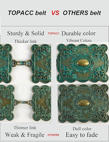 Square Concho Boho Chain Belt - Western Waist Belt