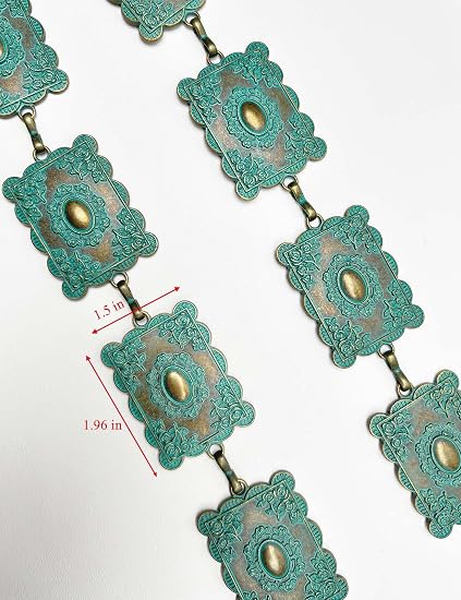 Square Concho Boho Chain Belt - Western Waist Belt