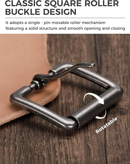 Square Roller Belt Buckle - Retro Workwear Style