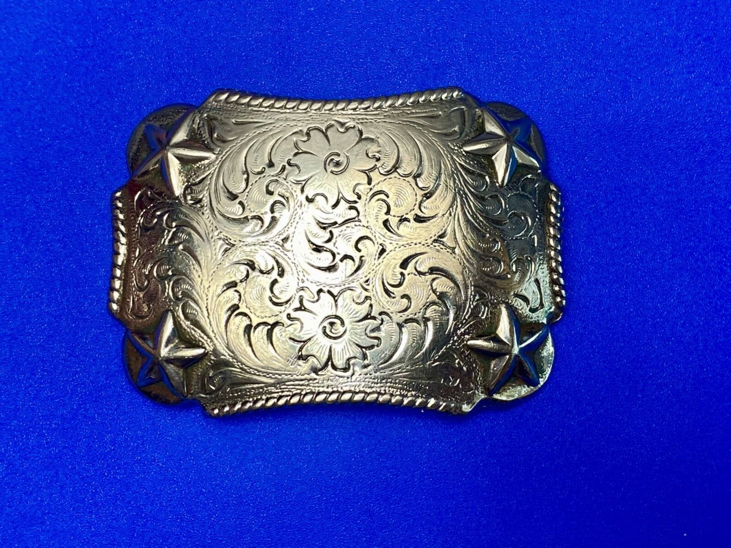 Star & Floral Filigree Swirl Western Belt Buckle