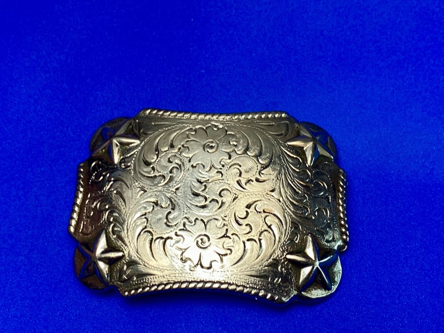 Star & Floral Filigree Swirl Western Belt Buckle