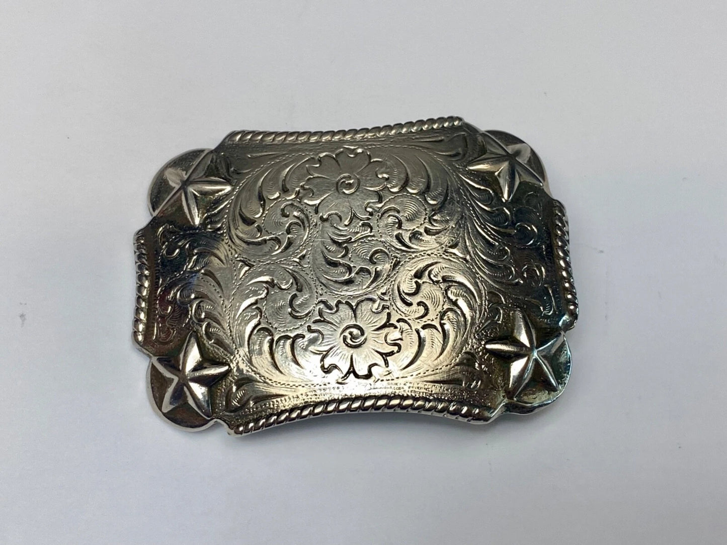 Star & Floral Filigree Swirl Western Belt Buckle