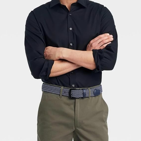 Stretch Braided Golf Belt with Leather-Tipped Tail