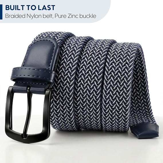 Stretch Braided Golf Belt with Leather-Tipped Tail