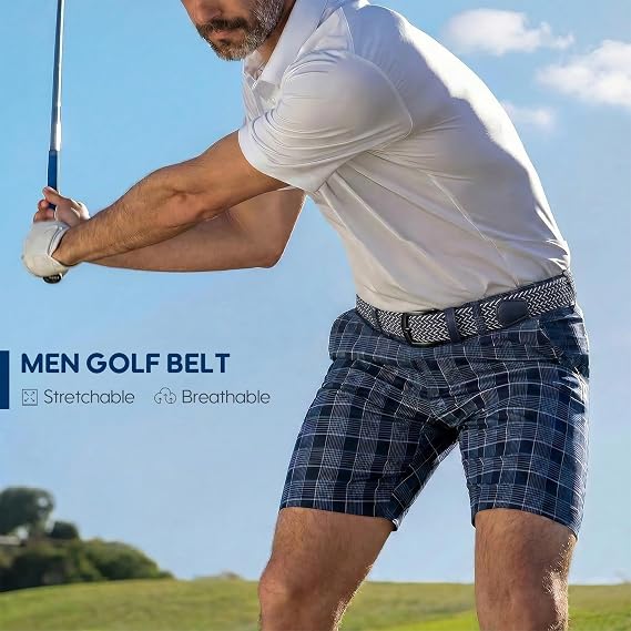 Stretch Braided Golf Belt with Leather-Tipped Tail