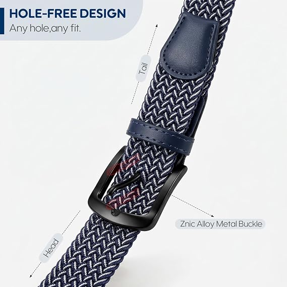 Stretch Braided Golf Belt with Leather-Tipped Tail