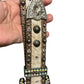 Studded Hair-On Hide Western Belt - Cream Bling Buckle