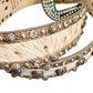 Studded Hair-On Hide Western Belt - Cream Bling Buckle