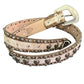 Studded Hair-On Hide Western Belt - Cream Bling Buckle