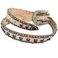 Studded Hair-On Hide Western Belt - Cream Bling Buckle
