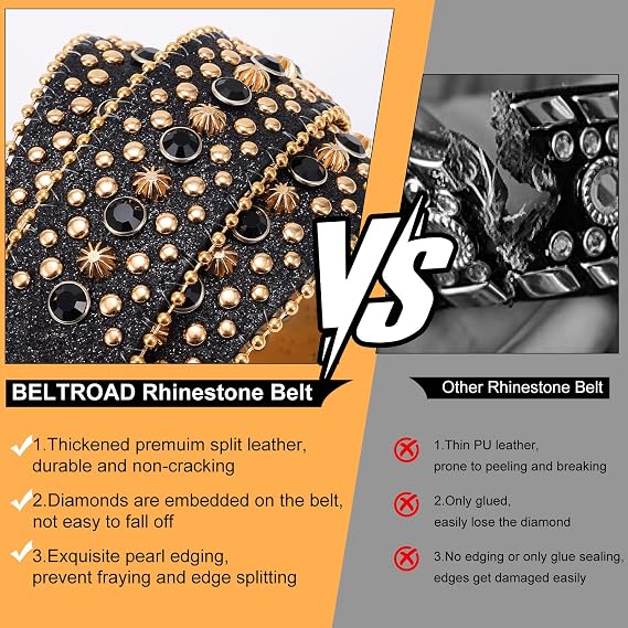 Detachable Buckle Rhinestone Studded Belt - Cowgirl Bling