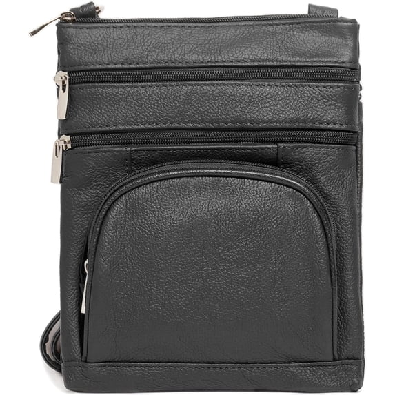 Women's Light Brown Genuine Cowhide Crossbody Bag with RFID Wallet