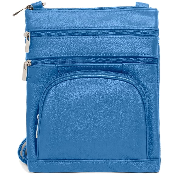 Women's Light Brown Genuine Cowhide Crossbody Bag with RFID Wallet